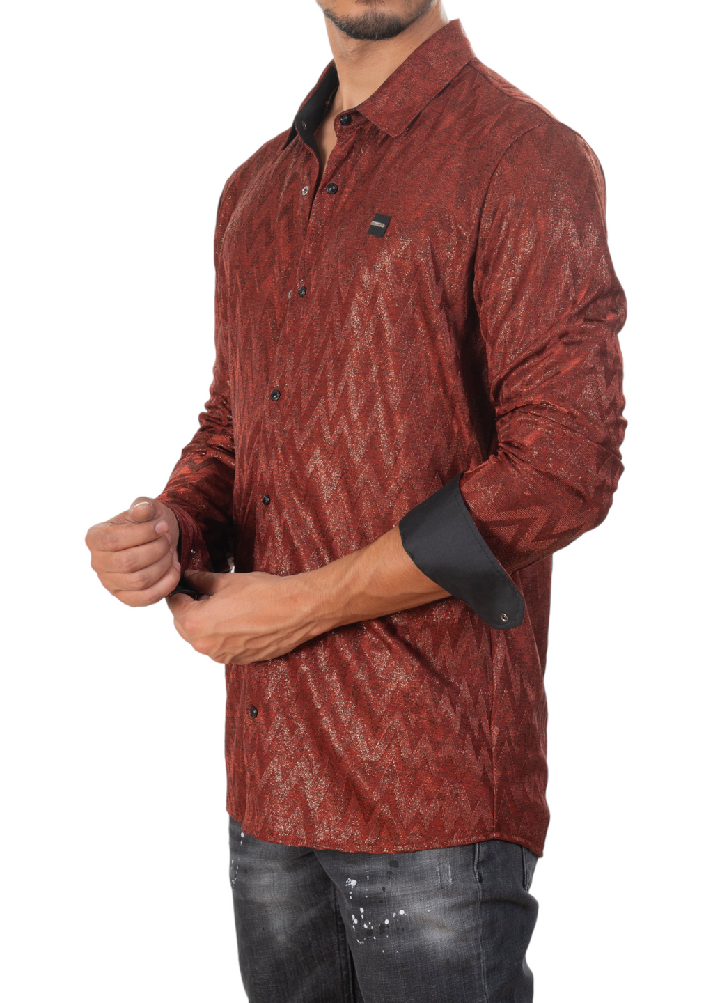 Chimney Red Knit Jacquard Shirt