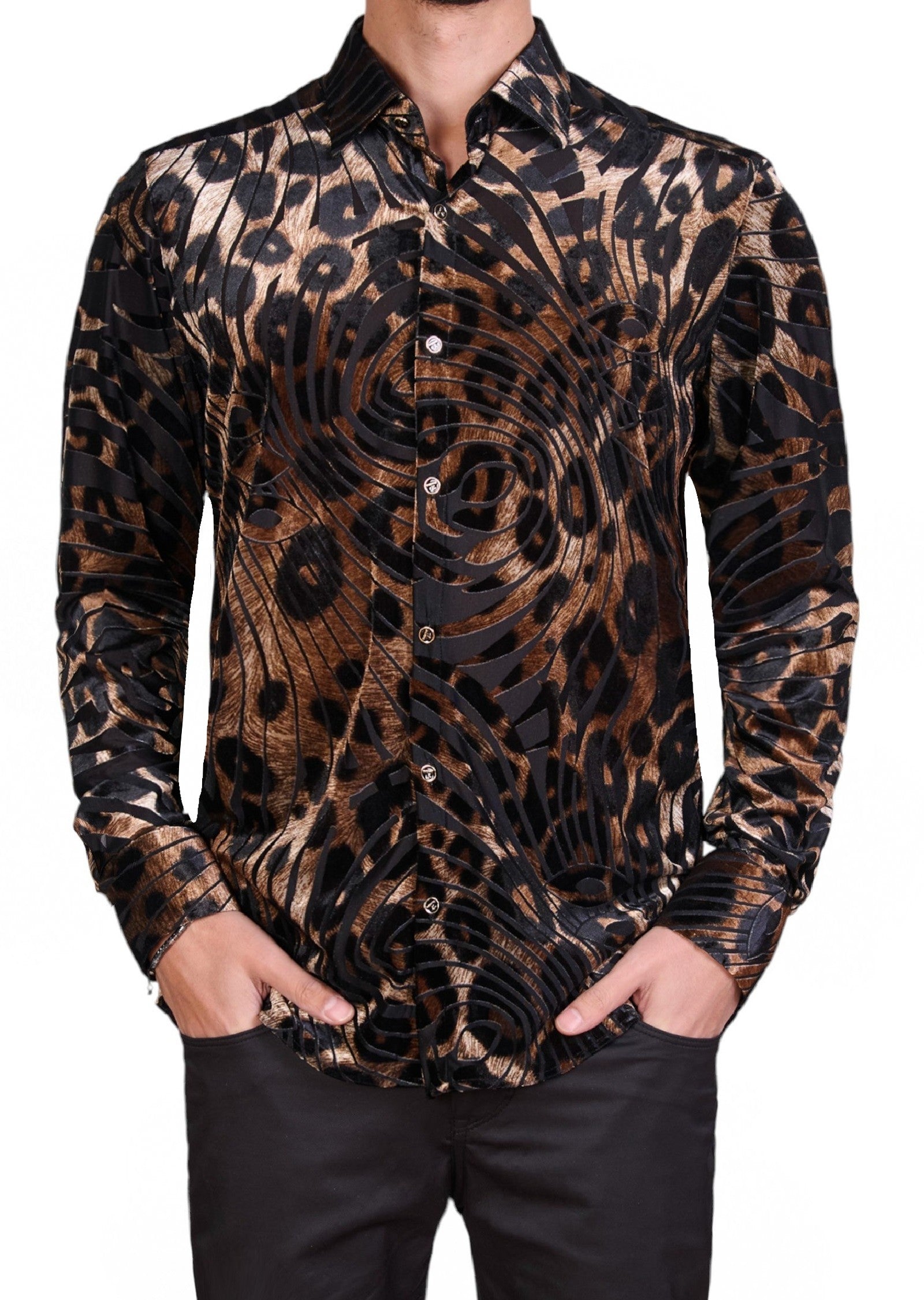 Black Gold Leopard Velvet Shirt