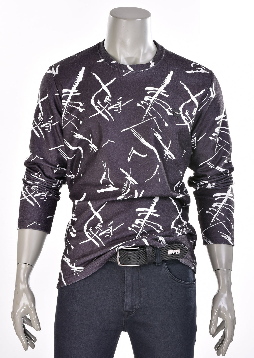 Black "Franco" Print Sweater