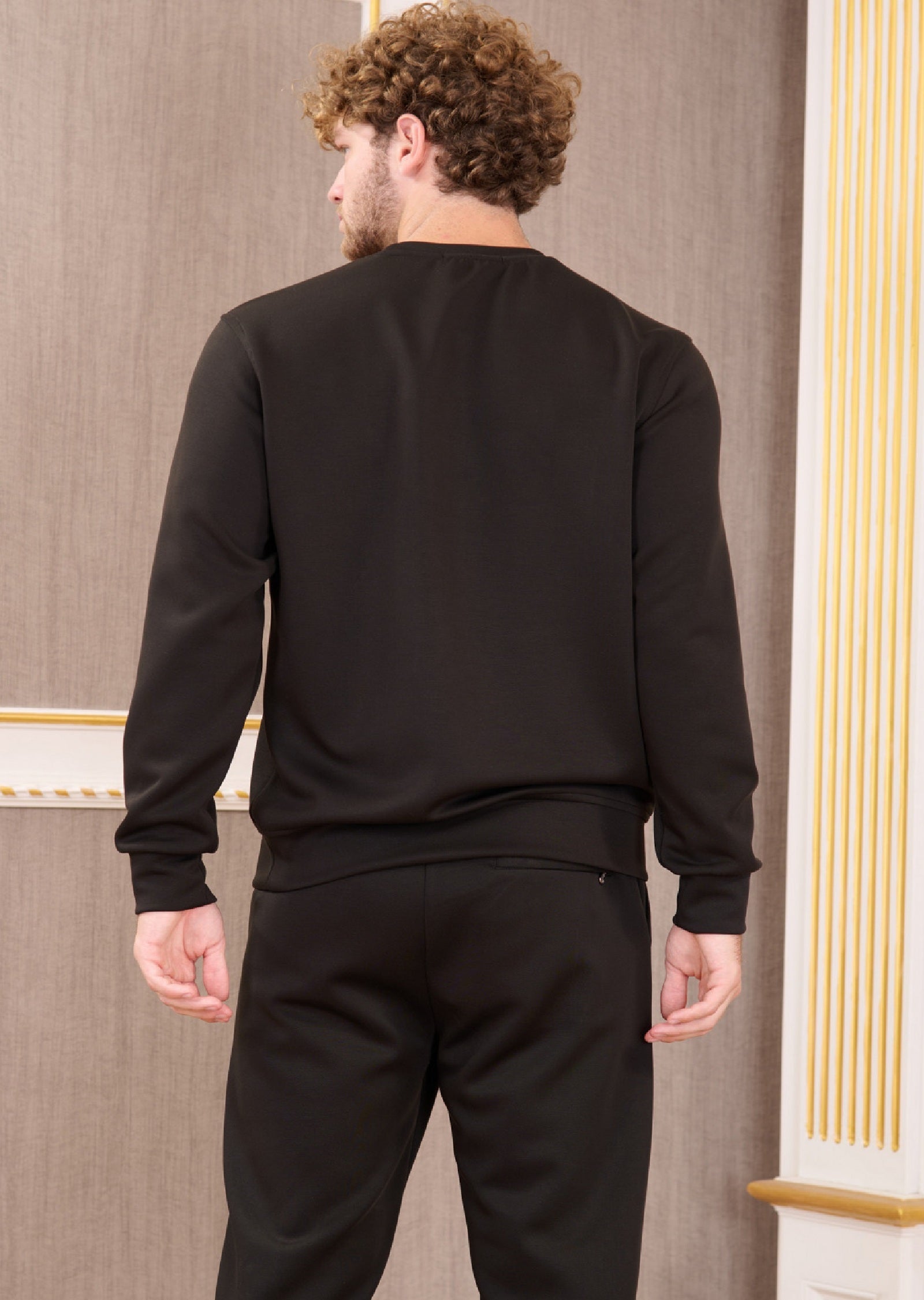 Black Crewneck Interlock 2-pcs Tracksuit
